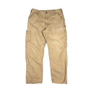 Carhartt Carpenter Pants 36x32 Khaki Dungaree Fit Distressed Workwear Trousers